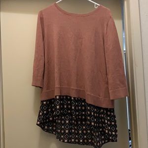 Loft Outlet mixed media blouse size M